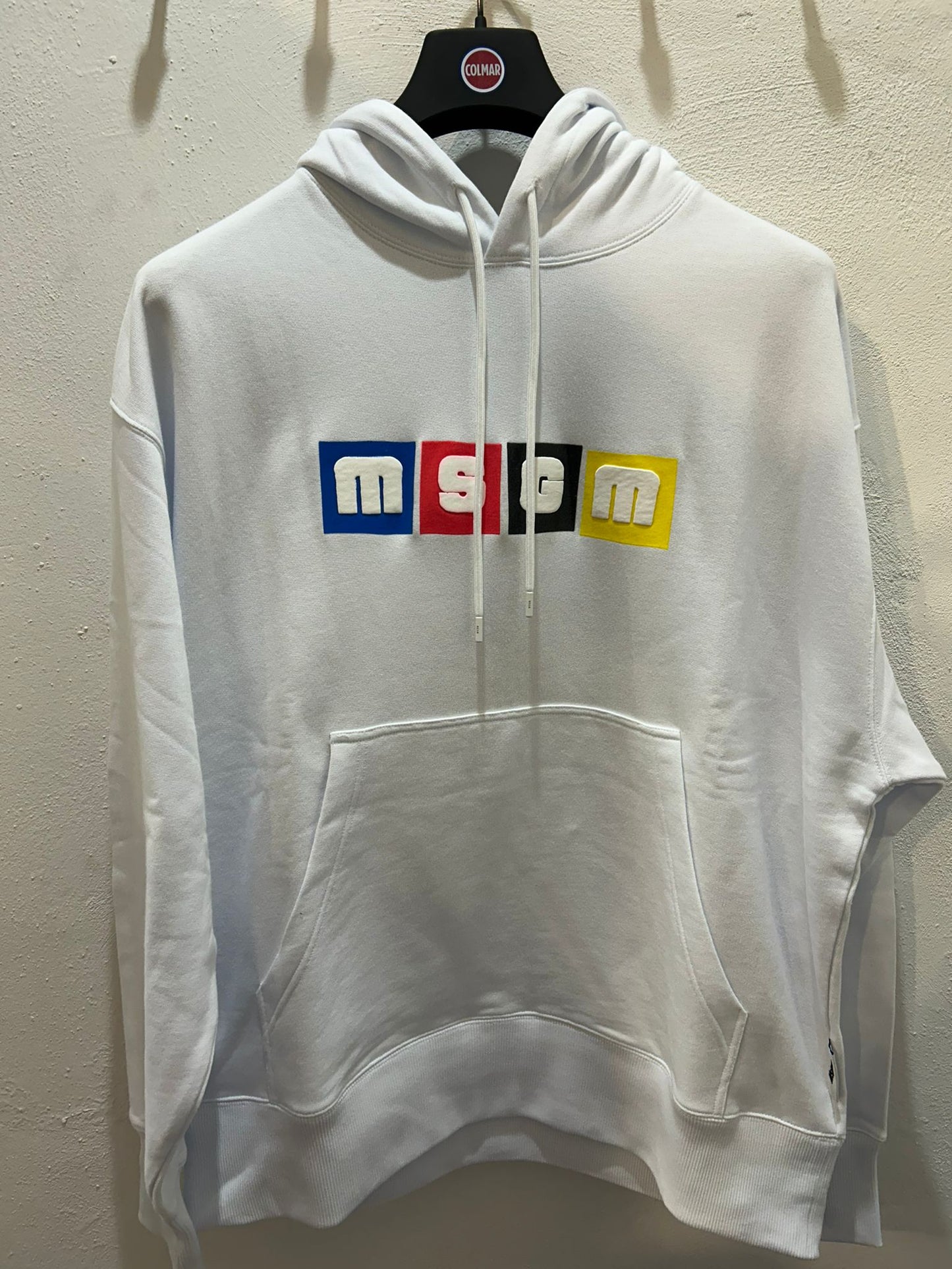 FELPA MSGM BIANCA CON LOGO A COLORI