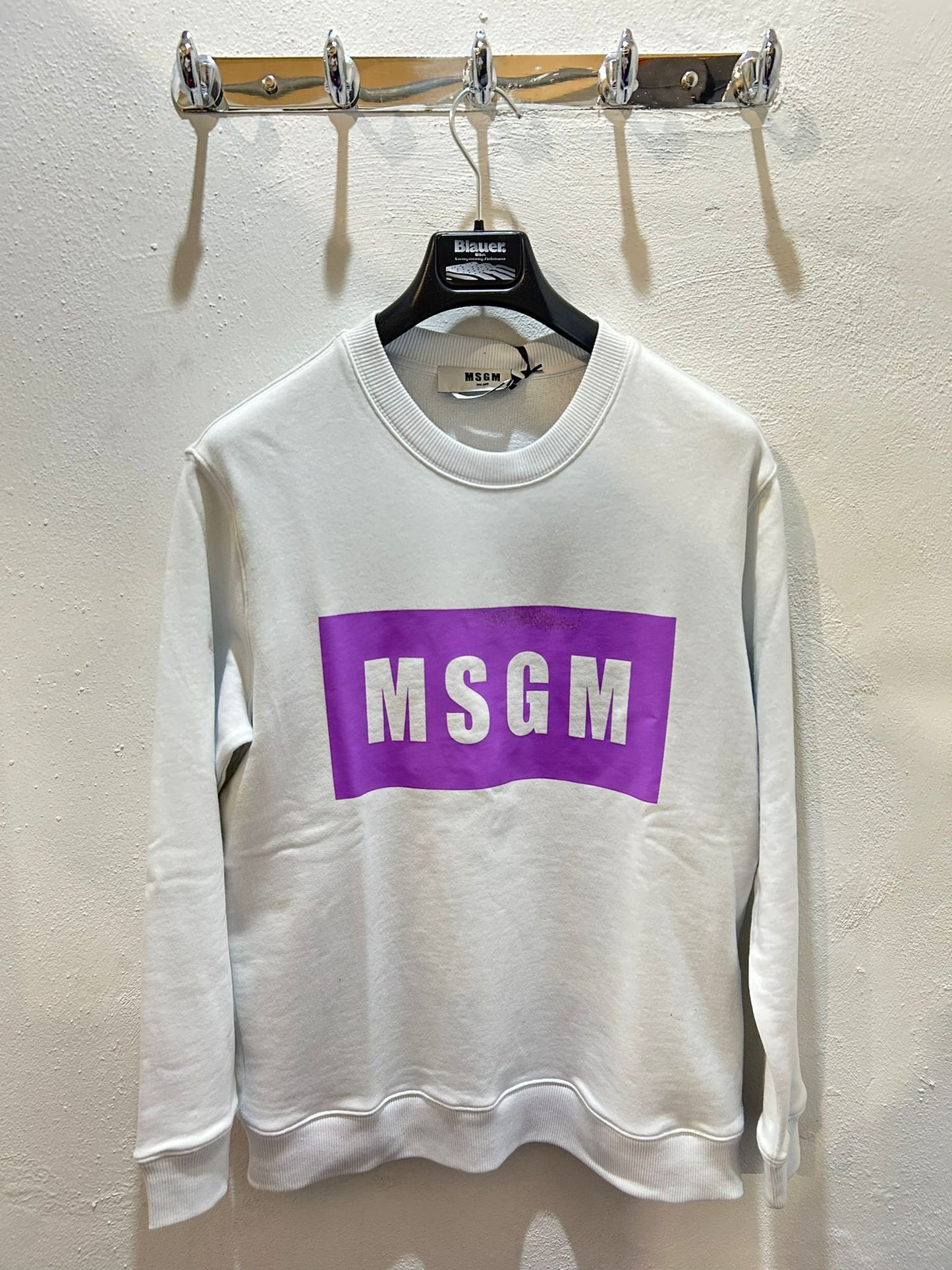 FELPA MSGM BIANCA CON LOGO PURPLE