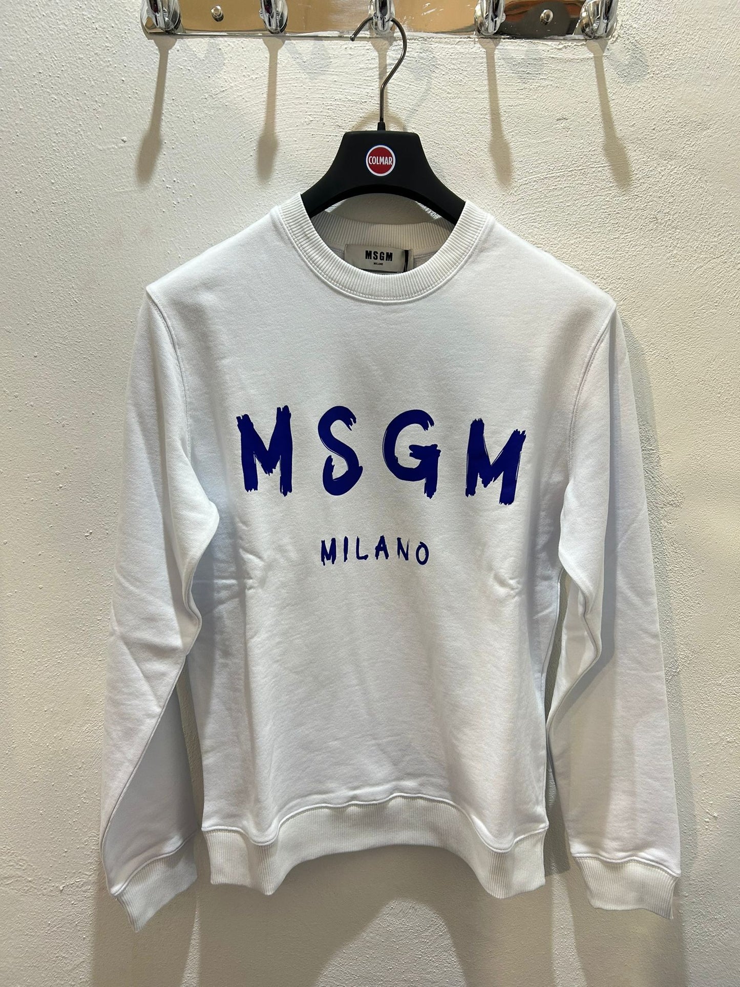 FELPA BIANCA MSGM CON LOGO BLU