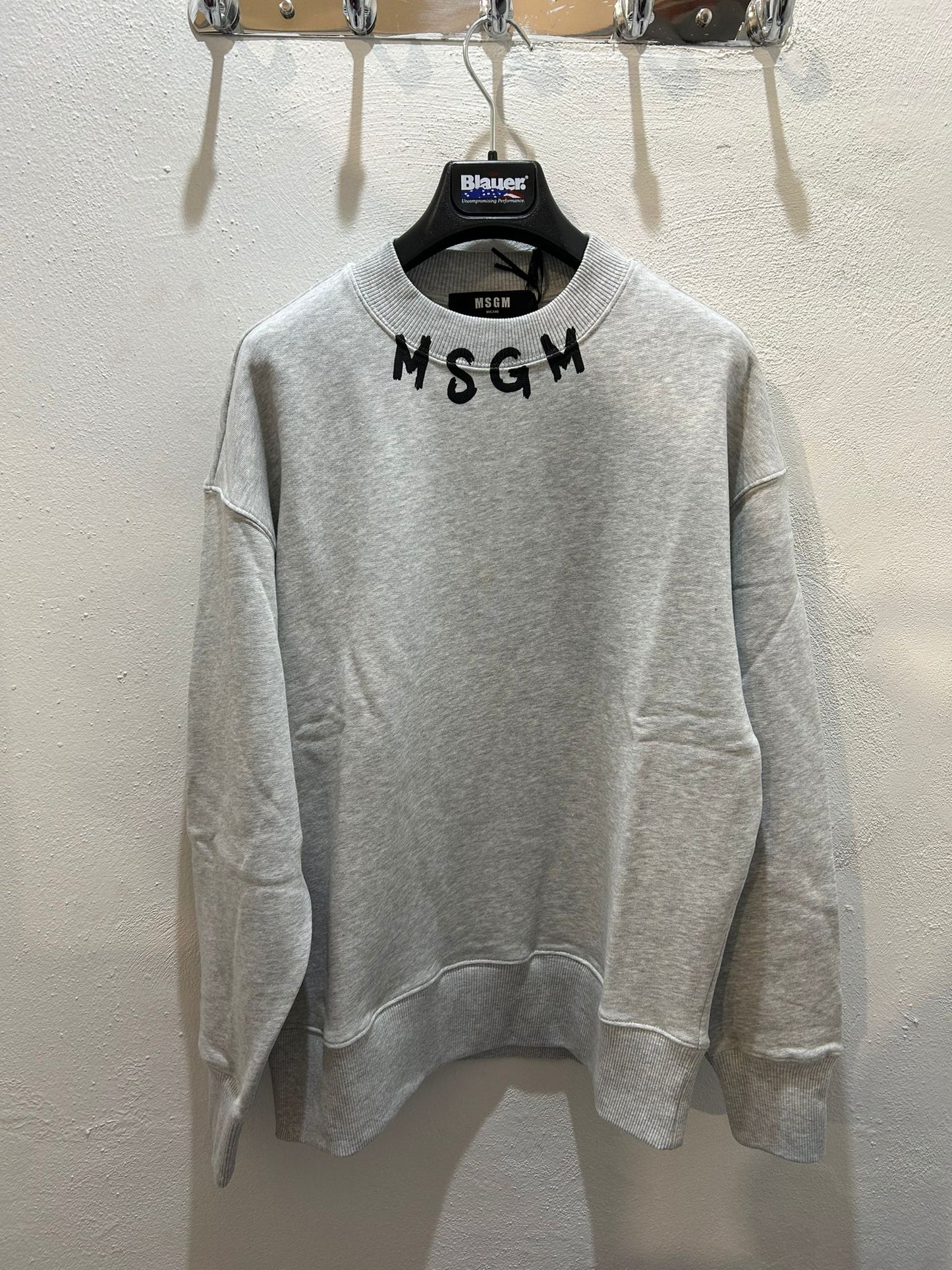 FELPA MSGM GRIGIA CON LOGO IN GIROCOLLO