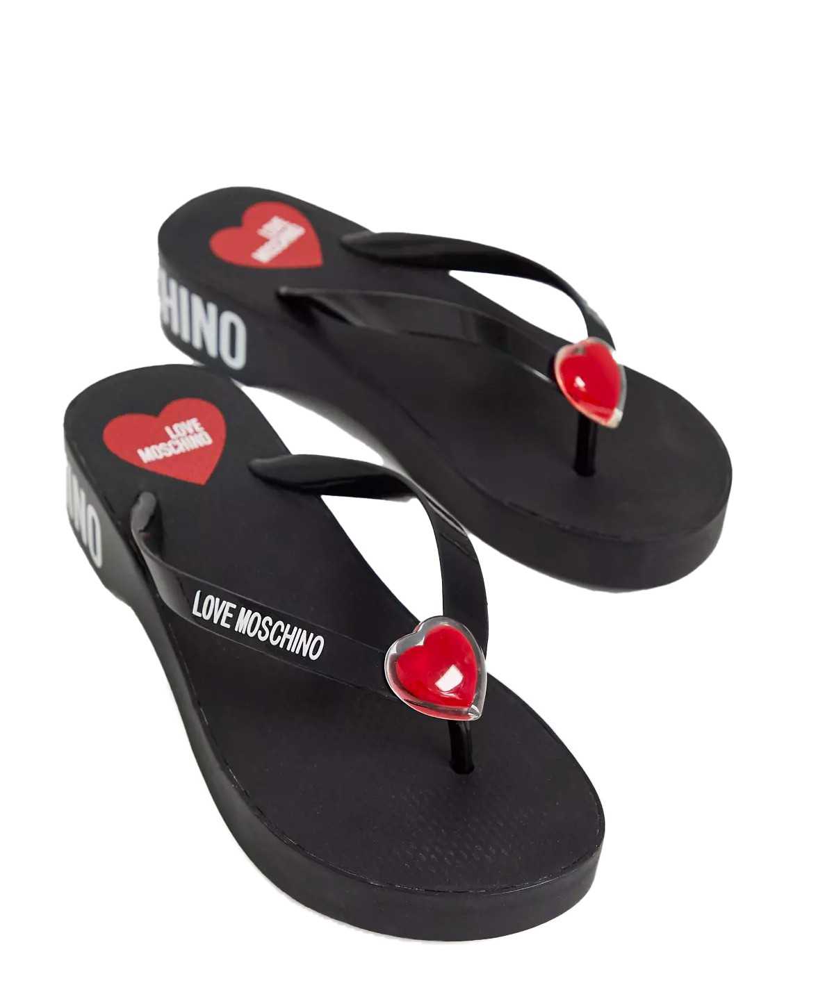 Love moschino infradito logato nero