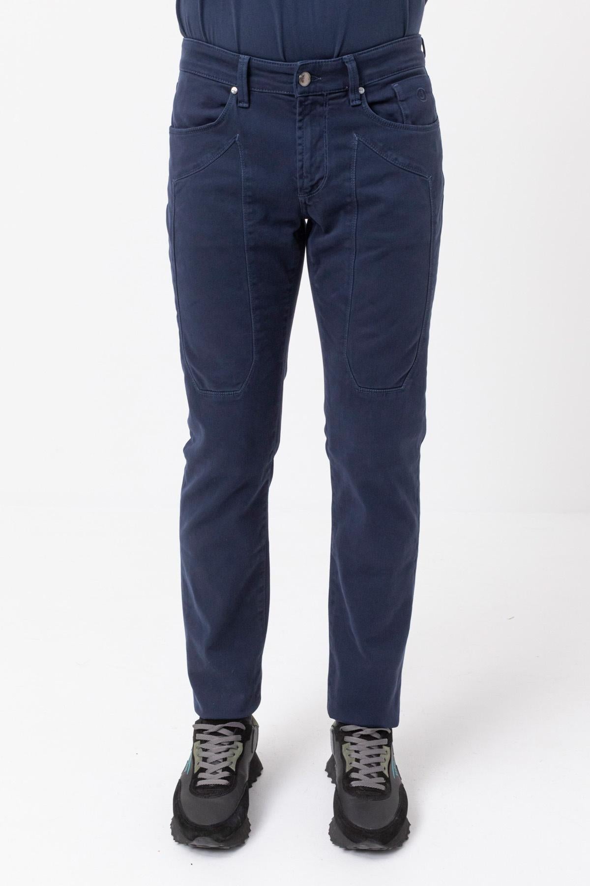 Jeckerson pantaloni uomo blu con toppe*