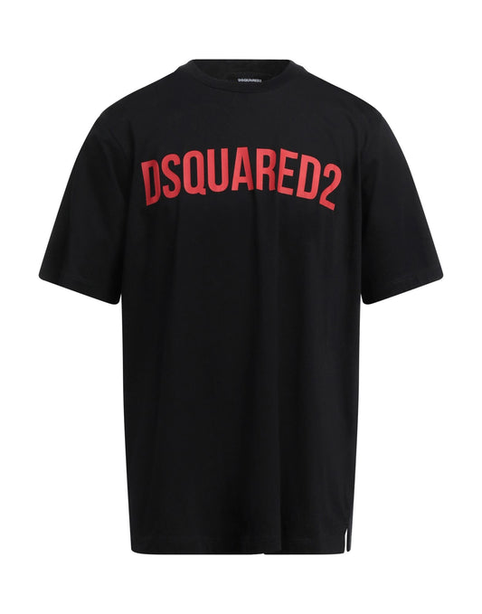 T-shirt dsquared nera logo rosso