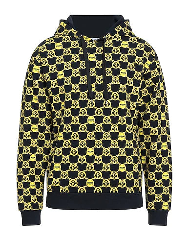 felpa Moschino multilogo gialla e oro girocollo