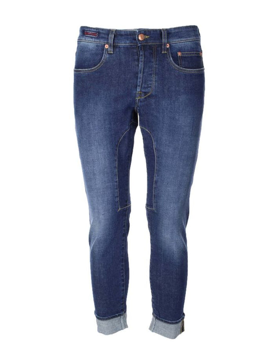Siviglia Jeans denim 5 tasche con toppe blu-light