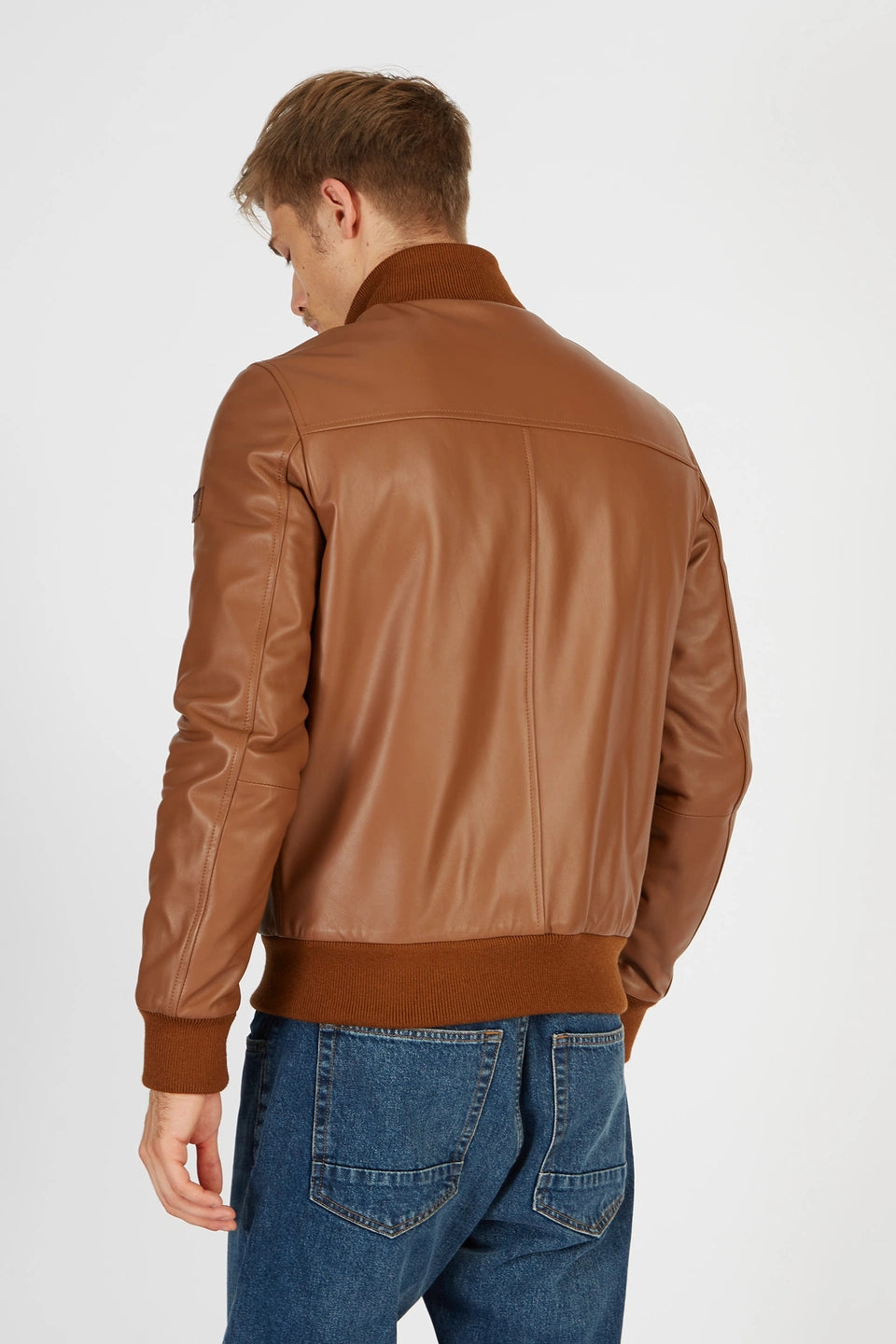 Giacca La Martina  in pelle con chiusura frontale a zip regular fit