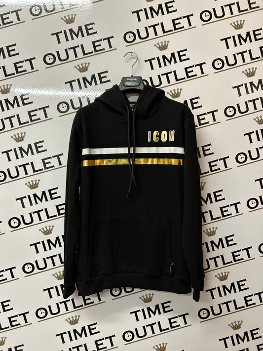 FELPA ICON CON CAPPUCCIO NERO E ORO