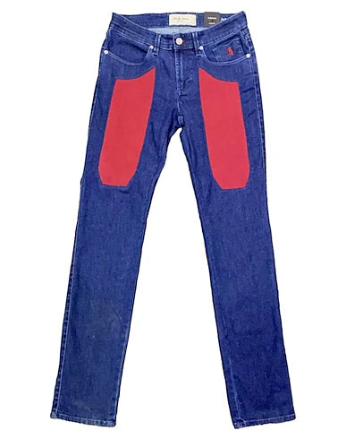 Jeckerson jeans denim alcantara rossa