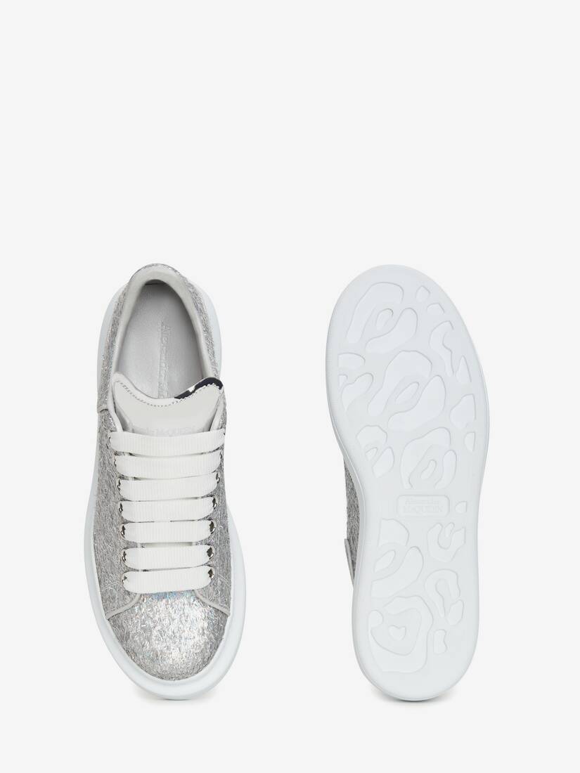Sneaker Oversize Effetto Glitter da Donna in Argento/bianco