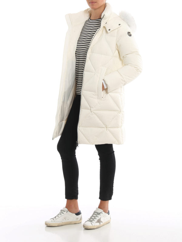 COLMAR ORIGINALS Piumino lungo in nylon stretch bianco