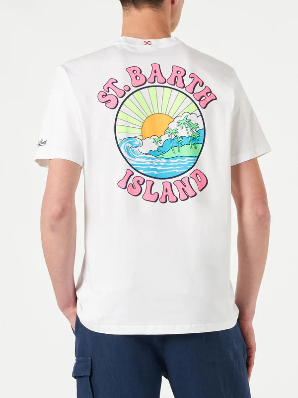 Uomo in cotone t-shirt con stampa St. Barth Island