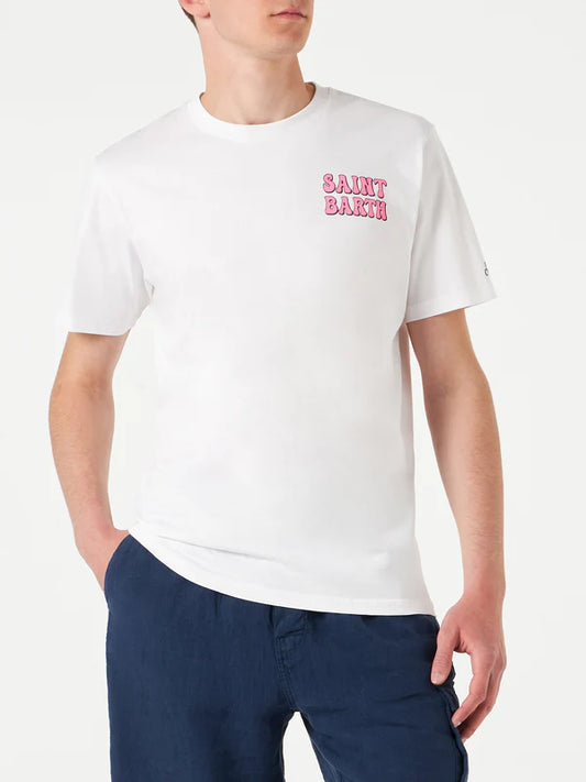 Uomo in cotone t-shirt con stampa St. Barth Island
