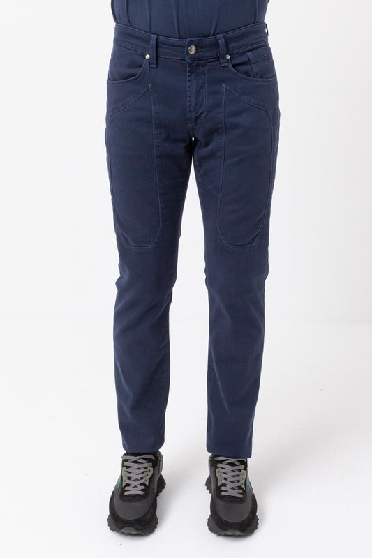 Jeckerson pantaloni uomo blu con toppe*