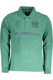 Polo la martina verde con ricamo in rilievo