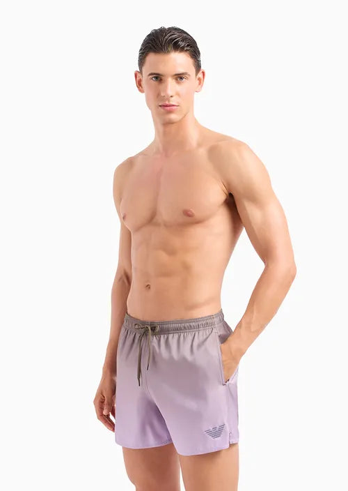 EMPORIO ARMANI  Costume shorts in tessuto iridescente stampato Lilla