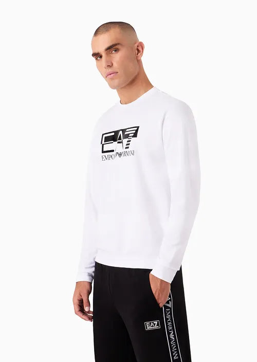 EA7  Share Felpa girocollo Visibility in cotone Bianca